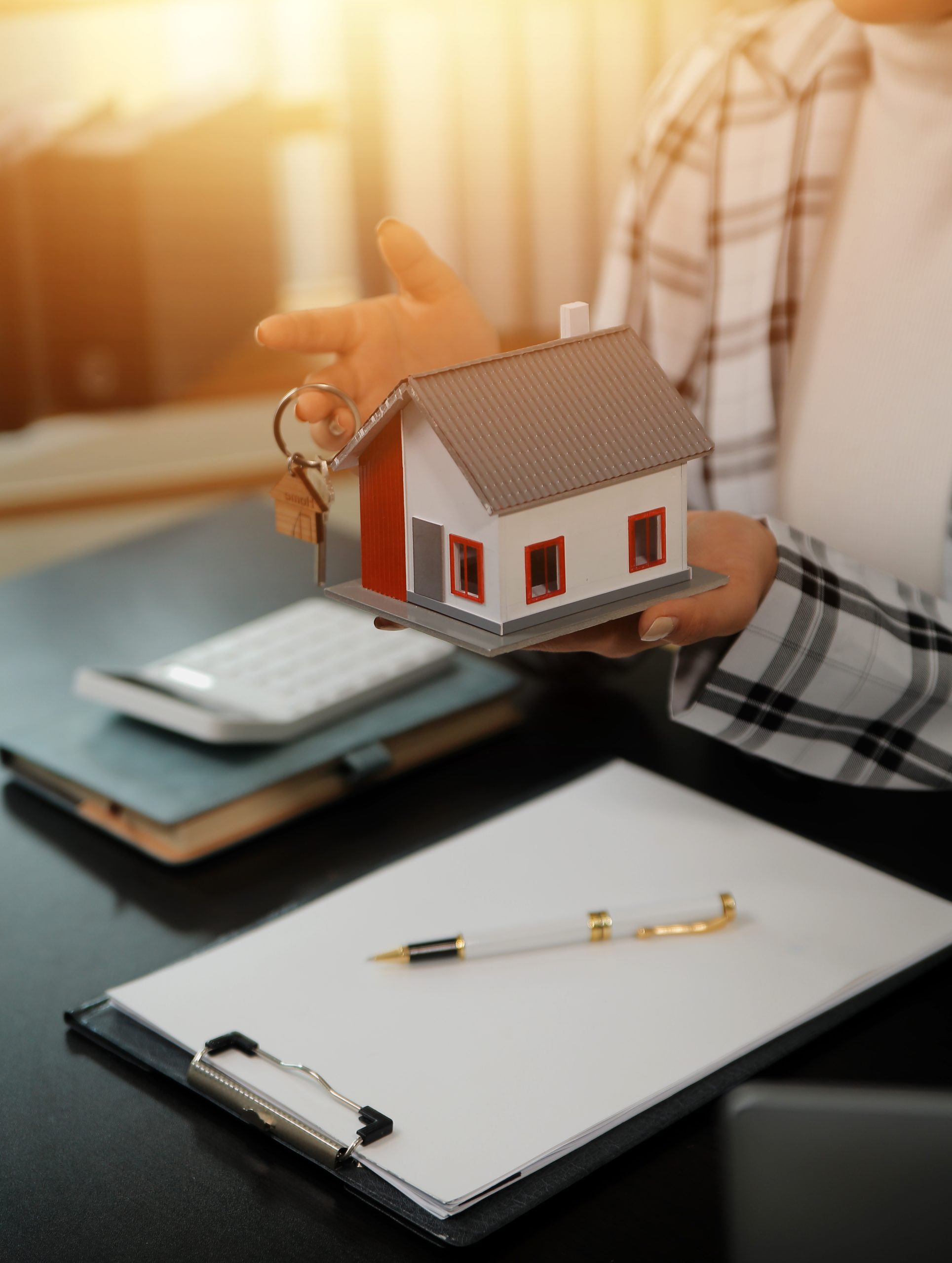 buy or sell real estate mortgage, Sale representative offer house purchase contract to buy a house or apartment and mortgage Money and Financial Concepts