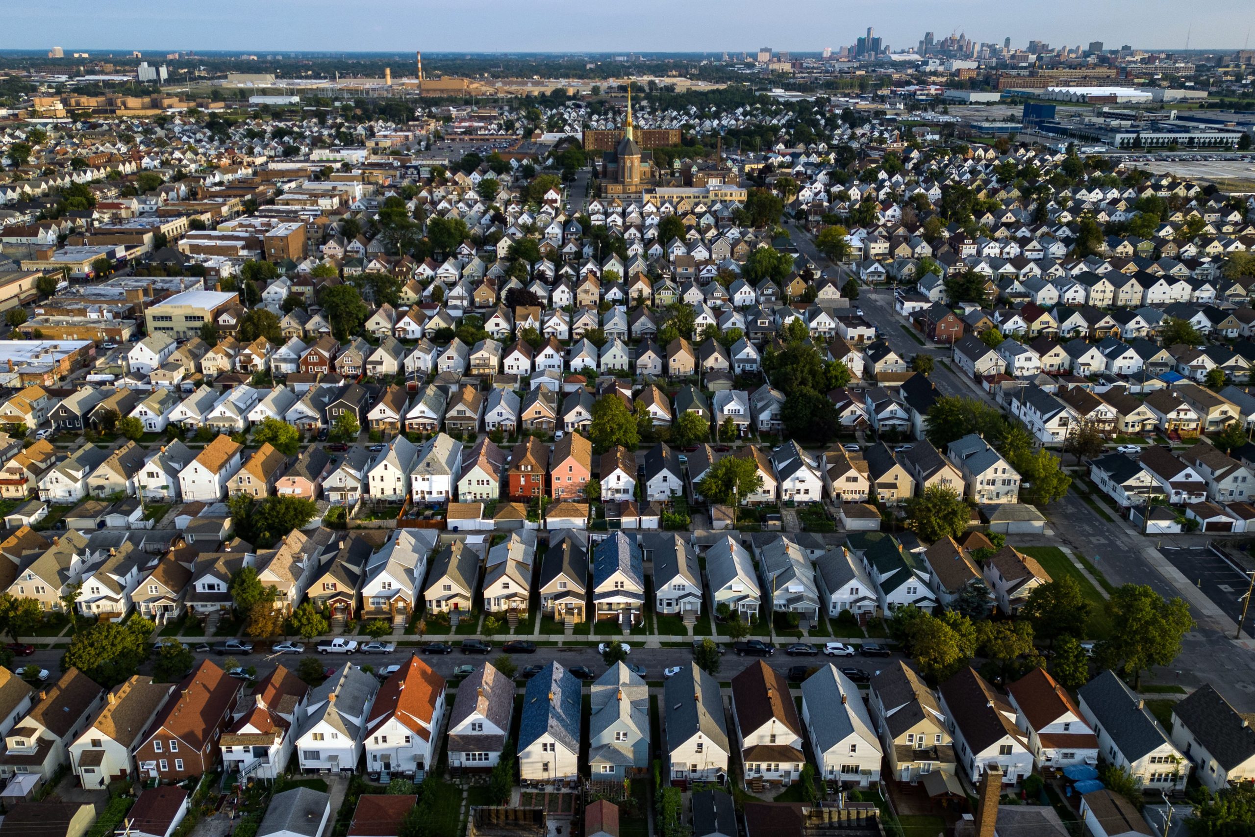 HAMTRAMCK, MI - SEPTEMBER 10: An aerial view of the city of Hamtramck, Michigan, Sunday, September 10, 2023. (Photo by Salwan Georges/The Washington Post via Getty Images)